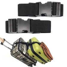 2Pack Add a Bag Luggage Strap Adjustable Suitcase Belt Travel Attachment Blac...