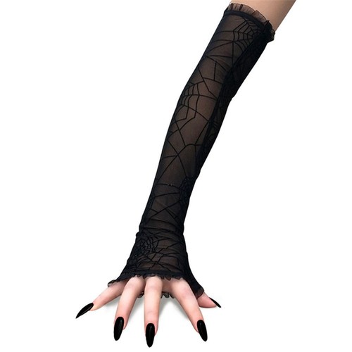Half Finger Gothic Mittens Halloween Gloves Arm Sleeves Women Long Gloves - Bild 6 von 14