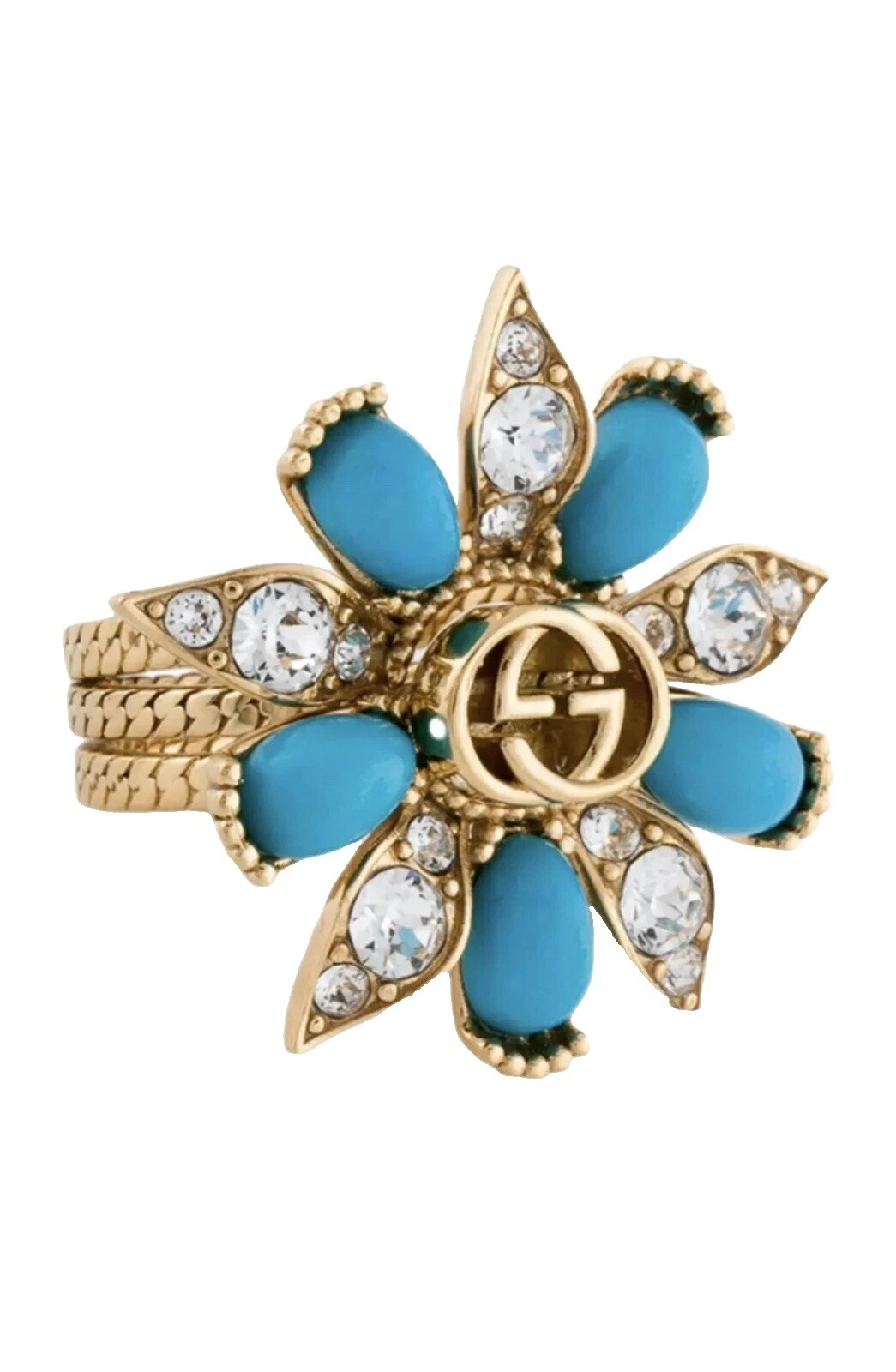 Turquoise Cocktail Flowers & Plants Fashion Rings