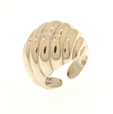 großer Vintage Cocktail Kuppel Ring Silber Gestreift Dome Ring