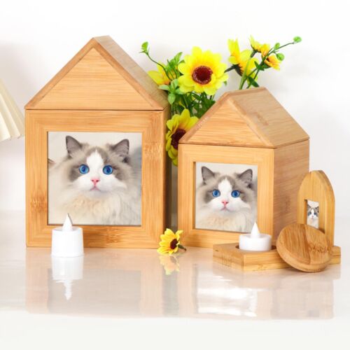 Pet Photo Urn House Shape Beautiful Memorial Pet Ashes Box Small Combination☆ - Picture 1 of 12