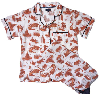 Katie Kime Austin Burnt Orange Toile PJ Pajama Pants Set S Small NWOT and EXC!