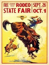 1930s State Fair Rodeo Poster Cowboy Vintage Style Western Poster - 18x24