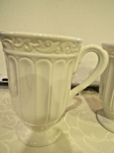 2 Butler's Pantry by LENOX Pedestal Embossed RETIRED  ca.2015  Mug 5 7/8" 