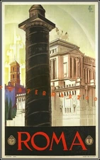 Rome Italy 1930 Roma Trajan's Column Vintage Poster Print Retro Style Art 
