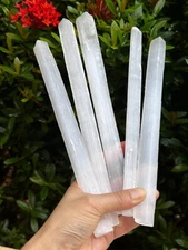 Long Selenite Sticks 10" – Natural White Selenite Crystal Wands, Selenite Blades