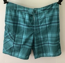 TIMBERLAND Men's Swim Shorts Turquoise Plaid Chino Cargo Trunks Size 40