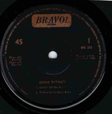POP VINYL RECORDS - GENE PITNEY - CRADLE OF MY ARMS + 3 TRACKS UK EP  - PS BRAVO