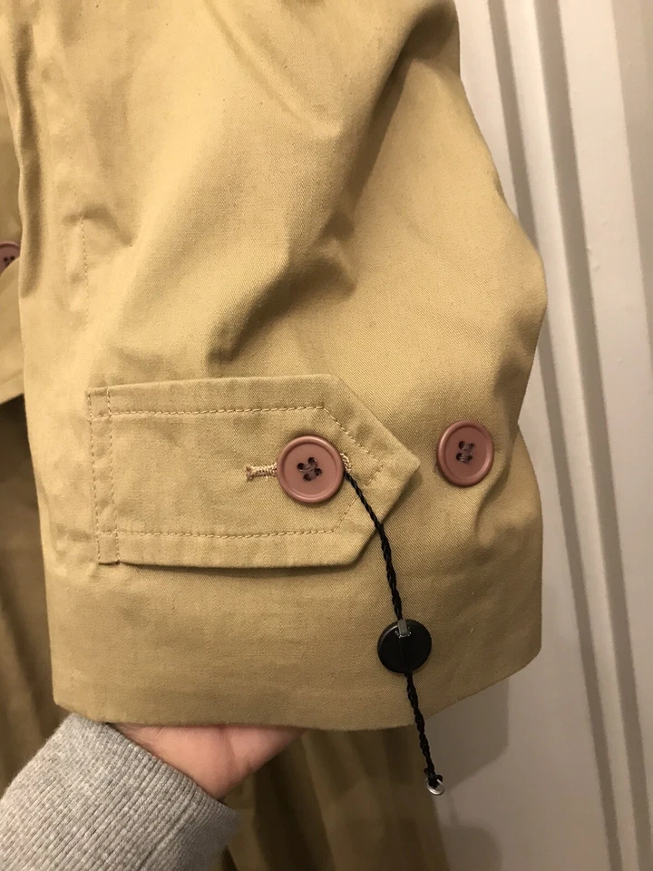 NUEVO $295 Assets Andrew Fezza Clásico Largo Abrigo de Lluvia Trinchera Caqui Tostado Marrón 44R Foto 4 de 4