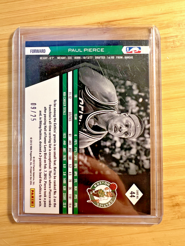 2011-12 Panini Limited Paul Pierce #44 GOLD SPOTLIGHT SSP /25 HOF **THE TRUTH** - Picture 2 of 2