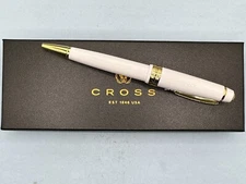 Cross Bailey Light Polished White Resin Gold Tone Ballpoint Pen NEW AT0742-10