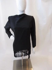 Mark Heister Black Long Sleeve Fringe Tunic Size S