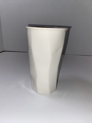 Starbucks 2013 White Crumpled Tumbler Ceramic 10oz Travel Coffee Mug No Lid - Picture 6 of 12