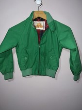 VINTAGE 1980&rsquo;s KIDS BOYS BARACUTA PLAID LINED KELLY GREEN JACKET