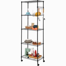Heavy Duty 5/6 Tier Wire Shelving Unit on Wheels Garage Storage Rack for Kitchen