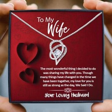 To My Wife Gift Silver Necklace & Personalised Card Gift Box Wife Birthday