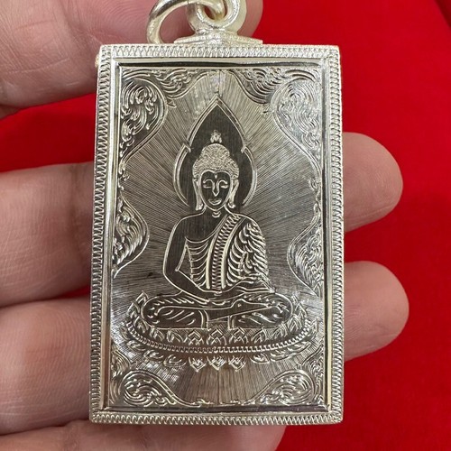 E6 Estuche Plata Real 92.5 Phra Somdej Marco Lp Tailandés Colgante Amuleto Vacío 25*41*7 - Imagen 2 de 13