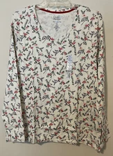 Croft Barrow Women’s XL White Cardinal Long Sleeved Cotton Shirt NWT! A4433