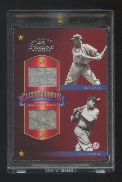 2002 DONRUSS CLASSICS Babe Ruth-MEL OTT DUAL GAME WORN JERSEY SP #ED 01/15  HOF