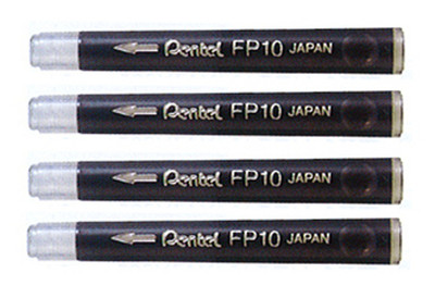 Pentel Pocket Brush Pen Nachfüllminen FP10A Schwarz, 4er-Set (4x)