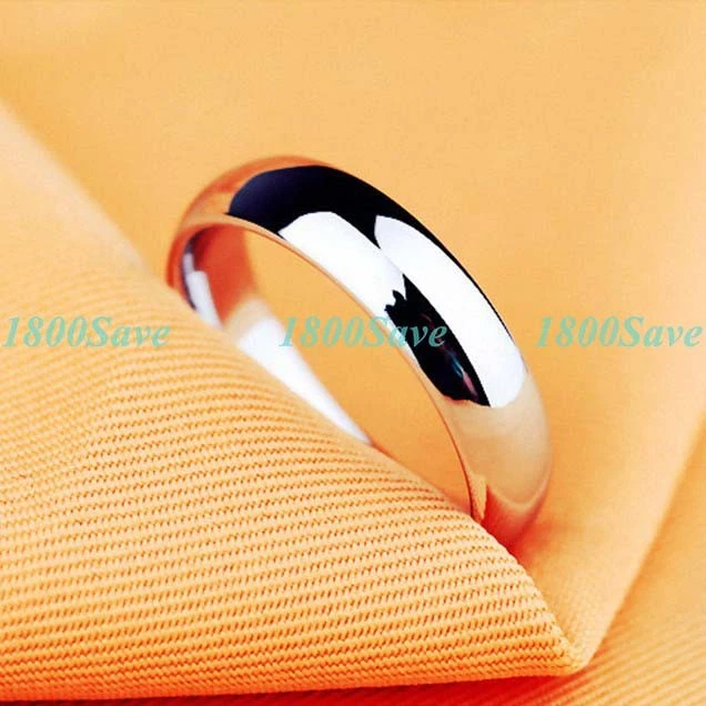 Anillo de banda de borde redondo clásico de ajuste cómodo relleno de oro blanco de 18 quilates tamaño, 6-12 R253 Foto 2 de 4