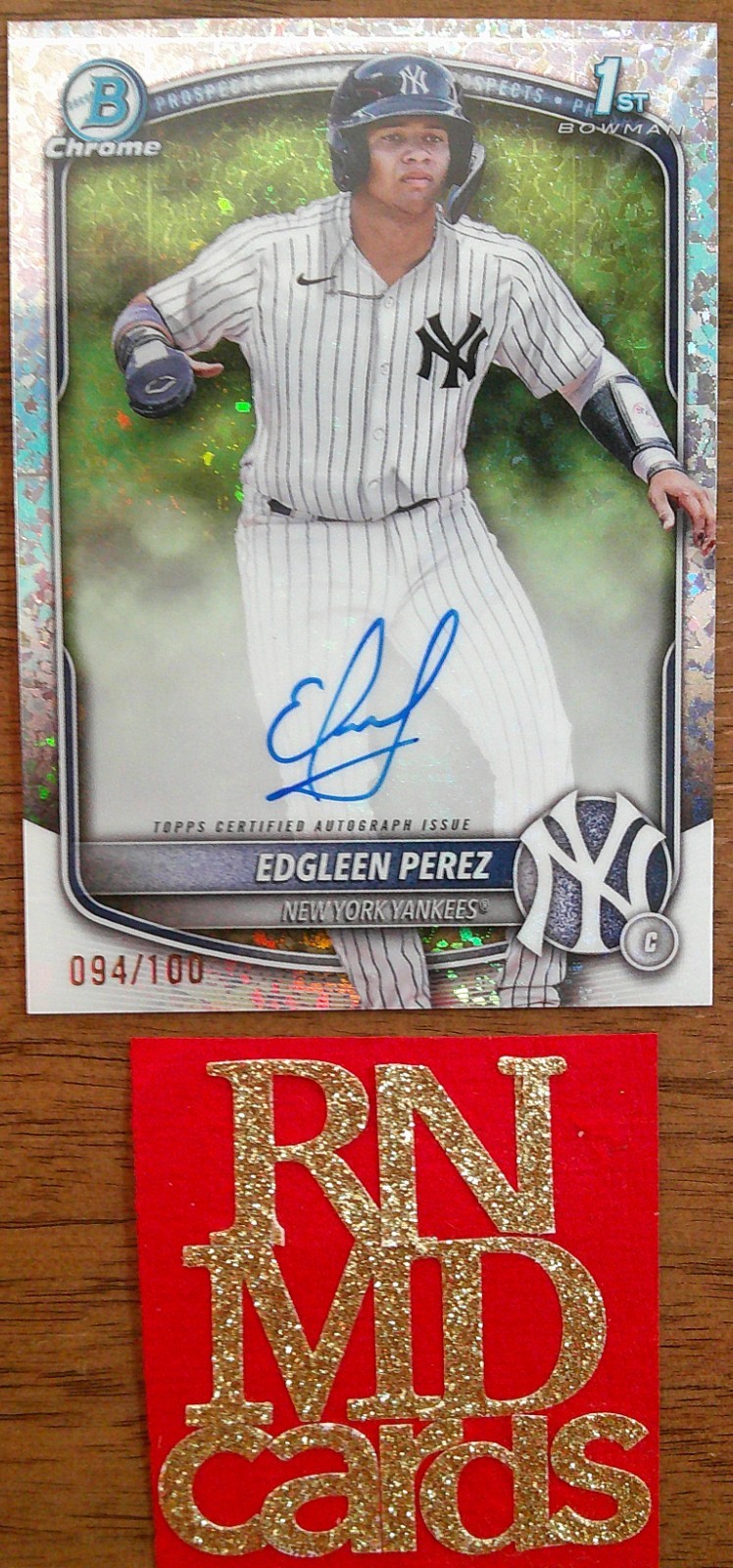 2025 Topps Bowman Chrome 1st Edgleen Perez mini-diamond refractor auto /100