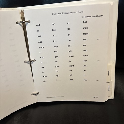 Great Leaps Reading 3 Ring Binder Campbell Mercer K-2 - Foto 10 di 13
