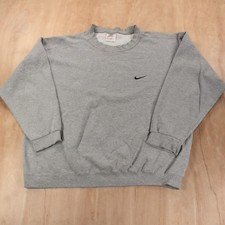 vtg 90s usa made NIKE embroidered swoosh sweatshirt XL blank check gray