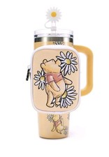 Vaso de viaje de acero inoxidable con flor de pooh de los parques de Disney 2025 estuche con cremallera NUEVO