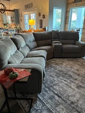 5-piece Gray Sectional With Recliners For Sale