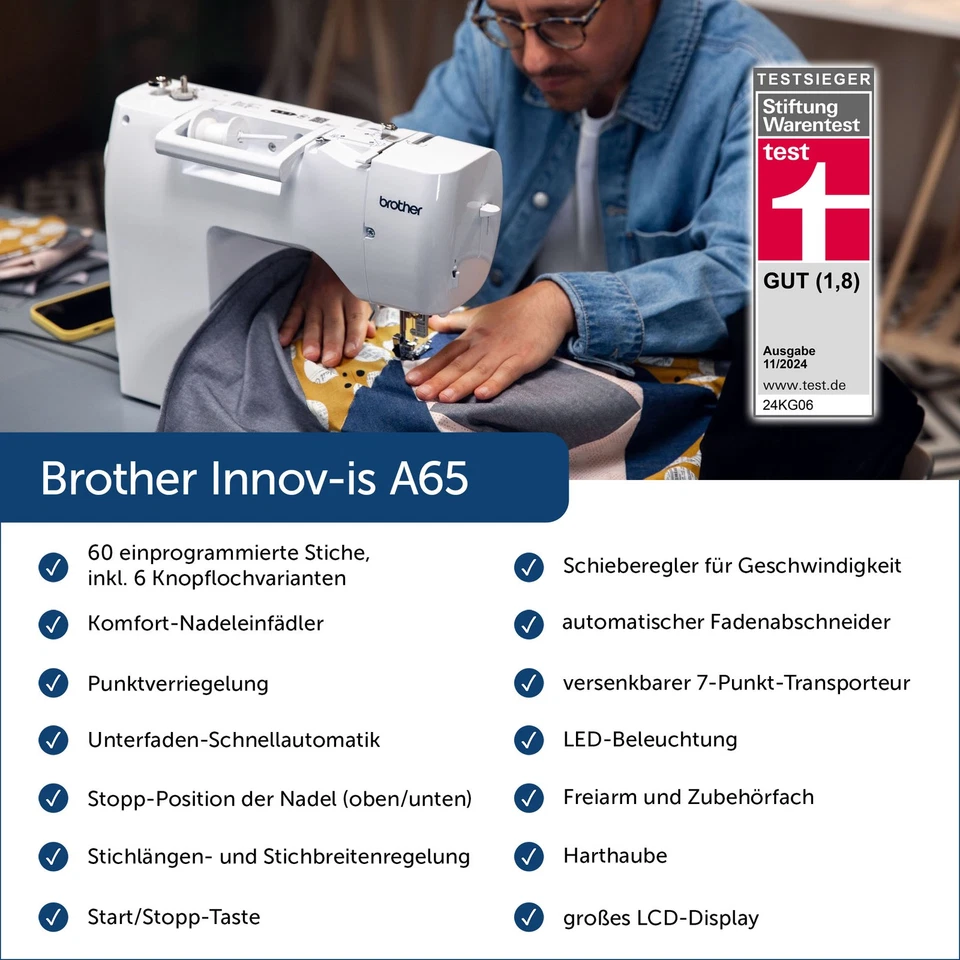 Brother Innov-is A65 gute Computer Nähmaschine für Jeans, Overlock - Testsieger! - Bild 3 von 4