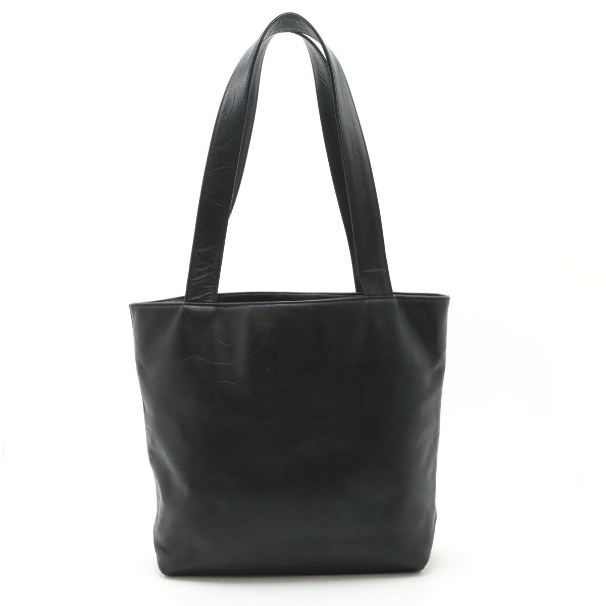 CHANEL Coco Mark Black Leather Shoulder Tote Bag