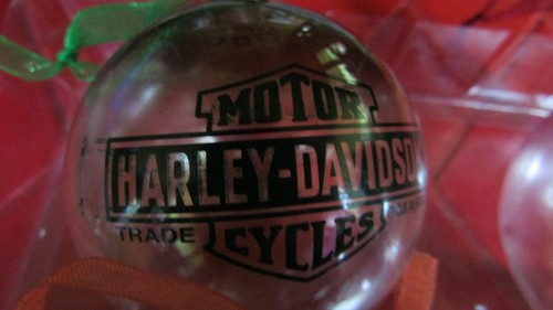 NIB Set of 4 CHRISTMAS Vintage HARLEY-DAVIDSON Glass TREE ORNAMENTS - 1990's - Picture 3 of 10