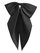 Satin Bow Ties for Women Men, Adjustable Big Womens Bowtie Pre-tied Large Black