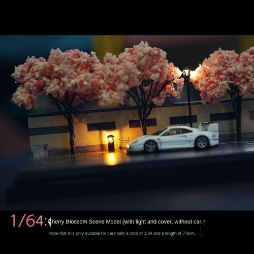 Modellino led garage auto 1/64 fiori di ciliegio strada parcheggio modelli scena - Foto 3 di 11