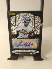 2008 Topps Stadium Club Carlos Delgado Beam Team Stained Glass Silver Auto # /99