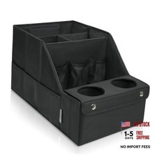 Car Seat Organizer- Backseat Car Organizer with 11 Fiber handle set Black