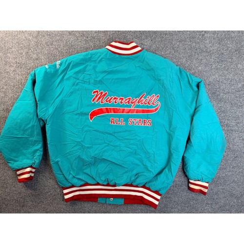 Vintage Jekasa Mens XL Teal Nylon Bomber Jacket 2004 Baseball USA Made Y2K - Afbeelding 9 van 9
