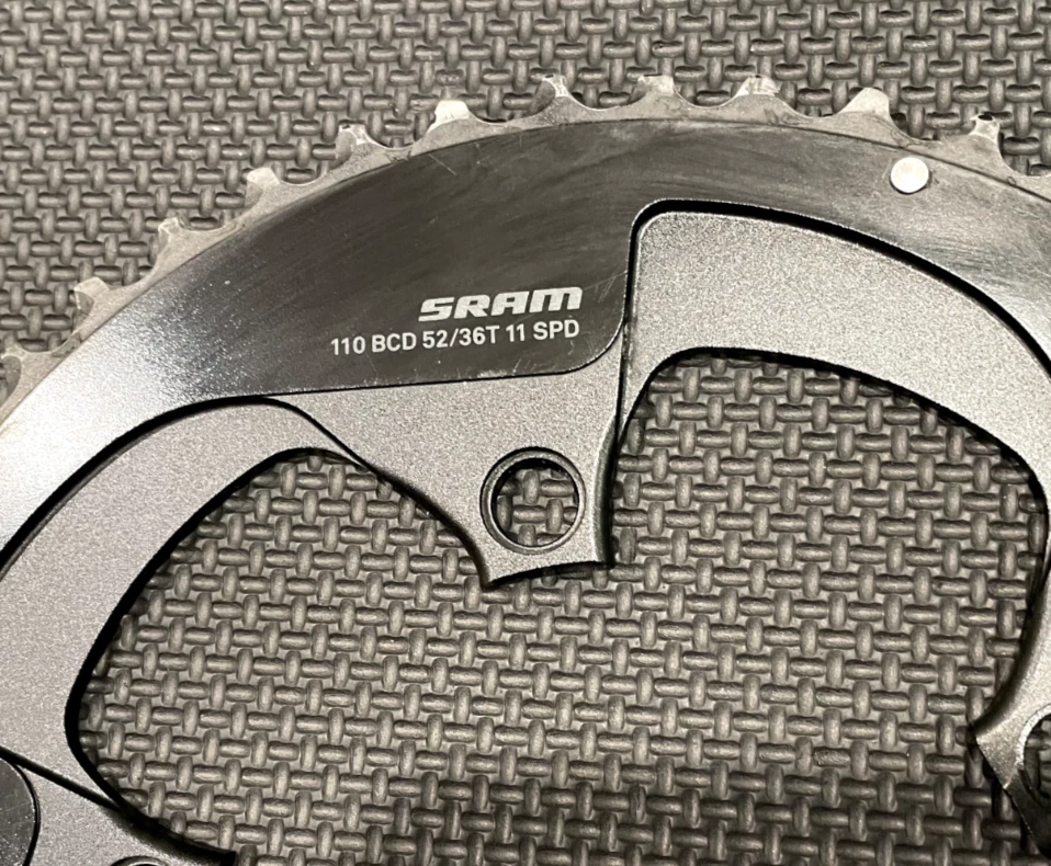 Sram 52 Tooth Chainring; 11 speed; 110 BCD; 5 arm; Black; Excellent Condition - Image 2 of 4