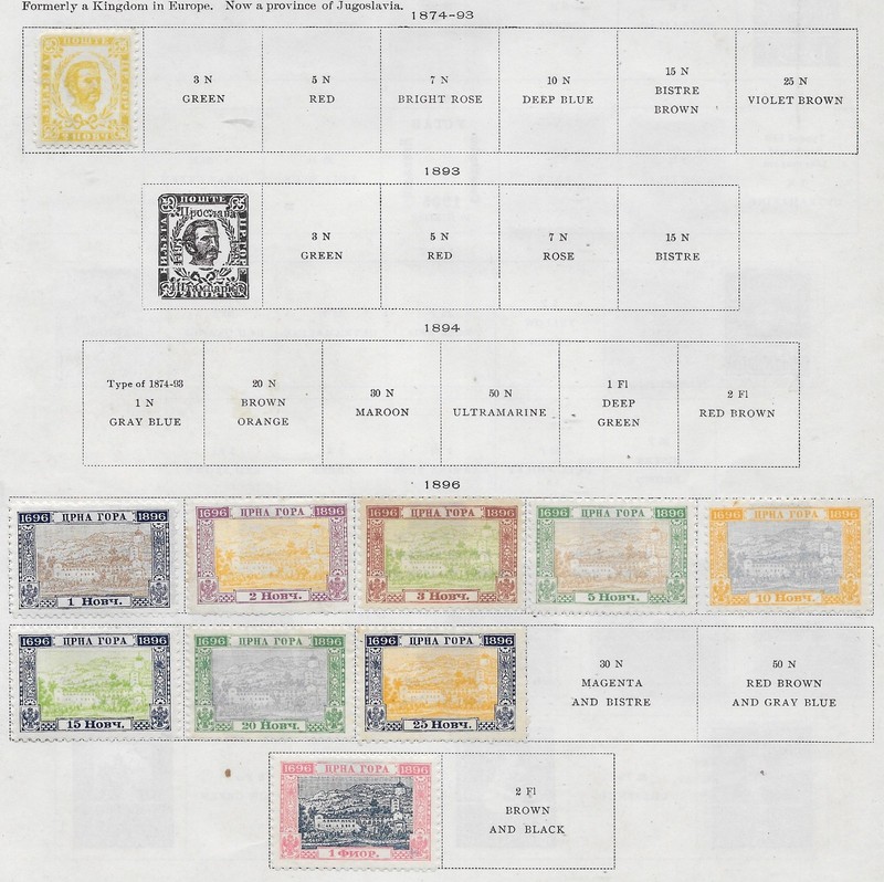 10 Montenegro Stamps from Quality Old Antique Album 1874-1896