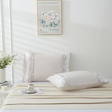 Beige Pillowcase King Size 2 Pack,White 36" x 20" Pack of 2 Beige White