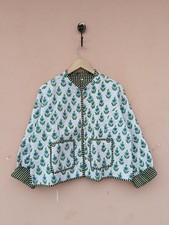 Blanc Coton Matelassé Floral Veste Handmade Femmes Vêtements Américaine