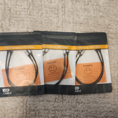 3x Salitt USB-C to Fast Charging & Data Sync Cable 1ft Black 2PK 