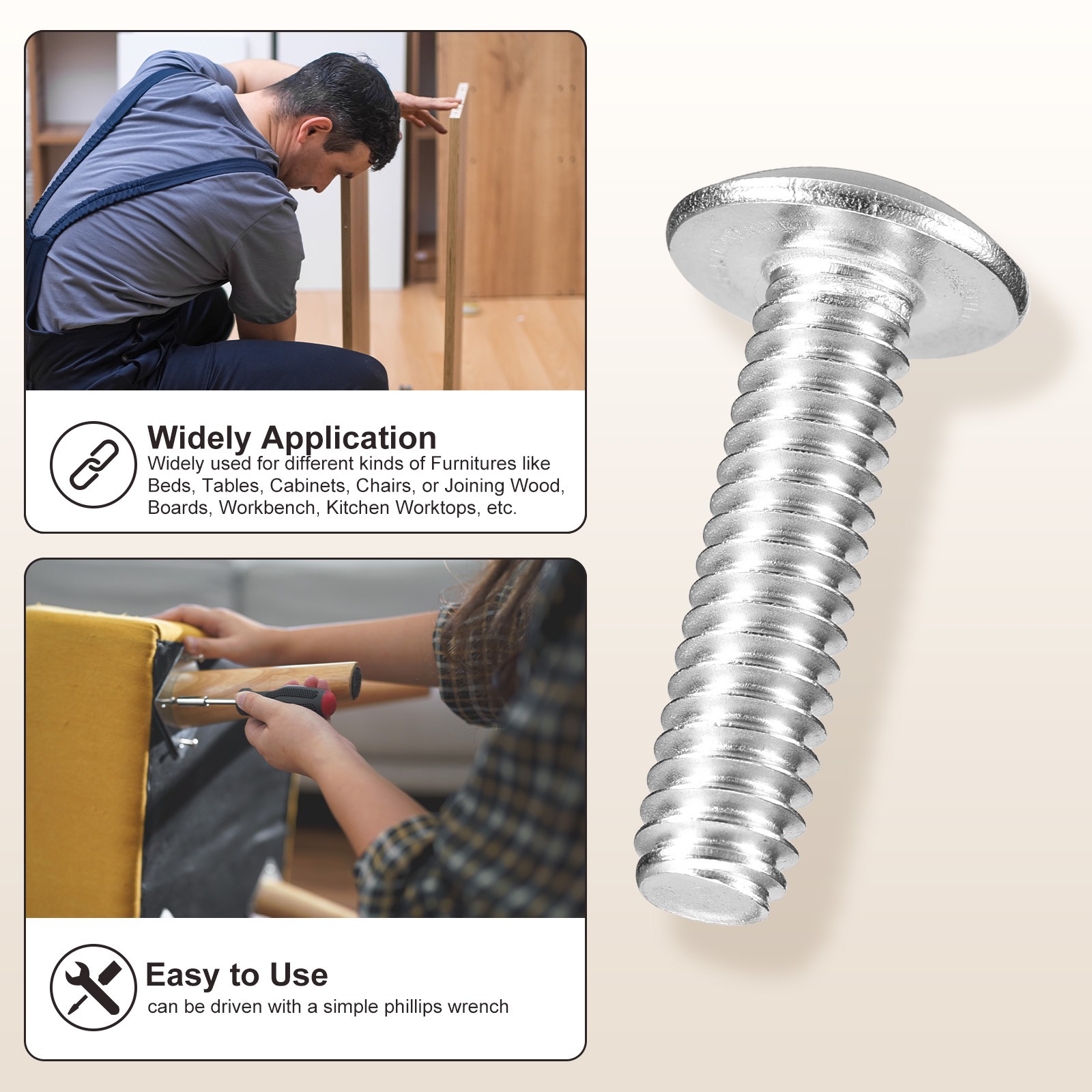 Machine Screws Phillips Head(M4-0.7x25) 40Pcs, Silver