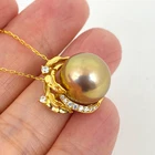Huge 13.6mm Natural Color Edison Freshwater Pearl Pendant Necklace,S925 #SP2013