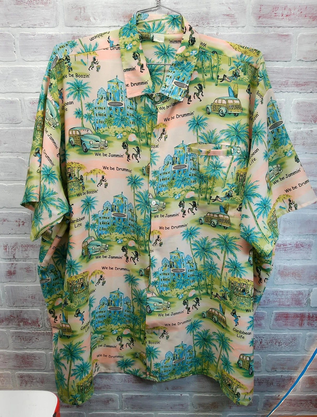 Rima Caribbean Life "We Be Jammin'" Hawaiian Mens Shirt 3X