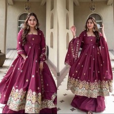 New Arrival Maroon Crepe Silk Anarkali Suit With Dupatta For Wedding Wear