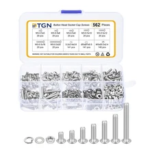 562Pcs M3-0.5x4 to 20mm Button Head Socket Cap Screws Kit 304 Stainless Steel