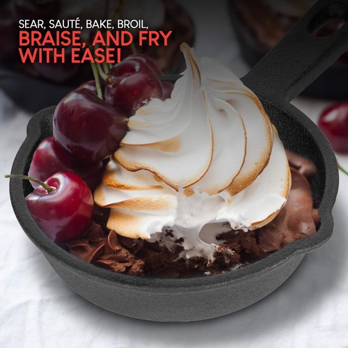 Mini Black Cast Iron Skillet Set with Silicone Mitt (4 Count) - 3.5 Inch Pans... - Picture 7 of 7