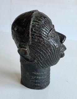 WONDERFUL OLD AFRICAN TRIBAL BENIN BRONZE WARRIOR HEAD GREAT DISPLAY PIECE